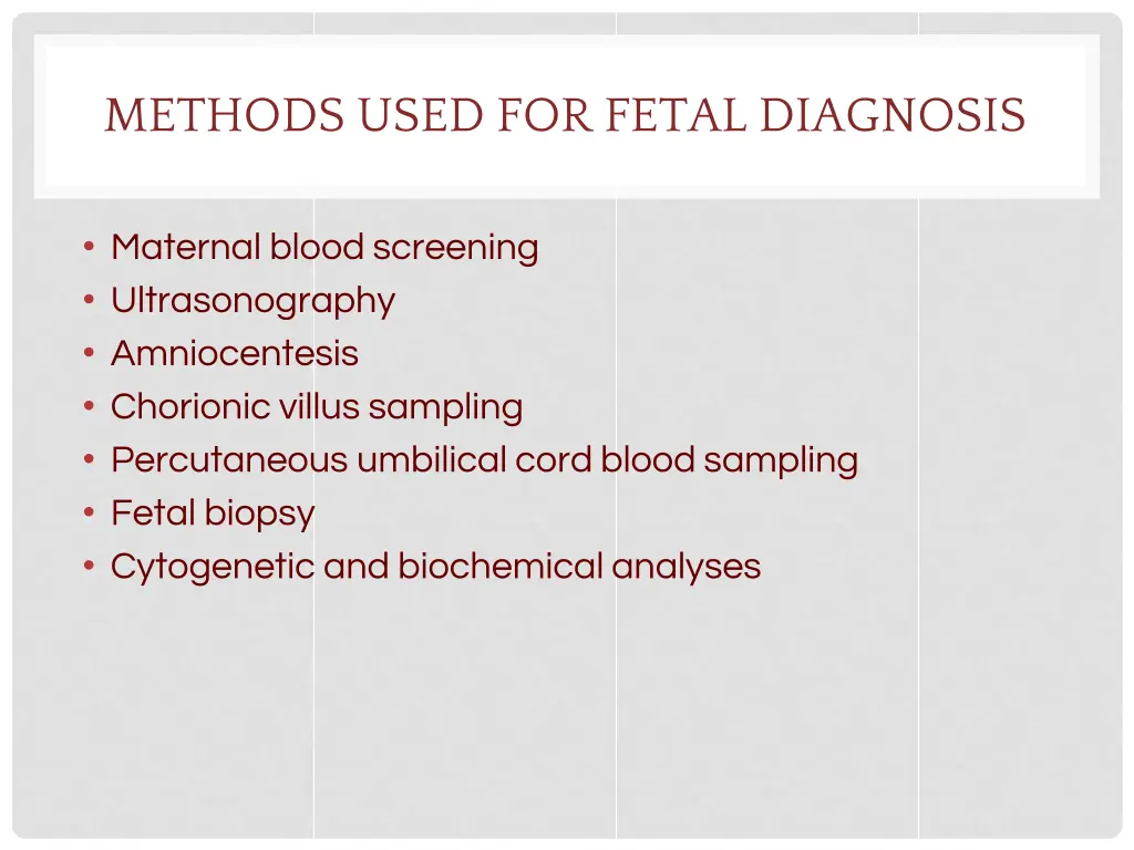 methods used for fetal diagnosis