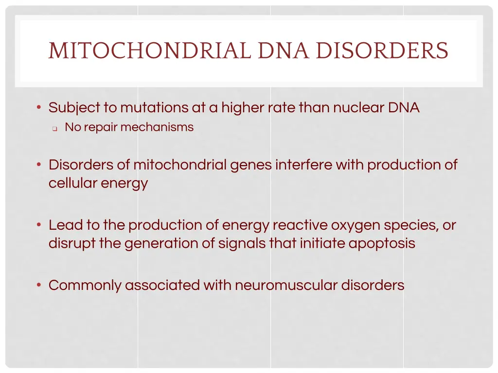 mitochondrial dna disorders