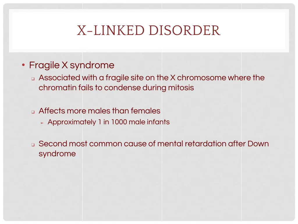 x linked disorder