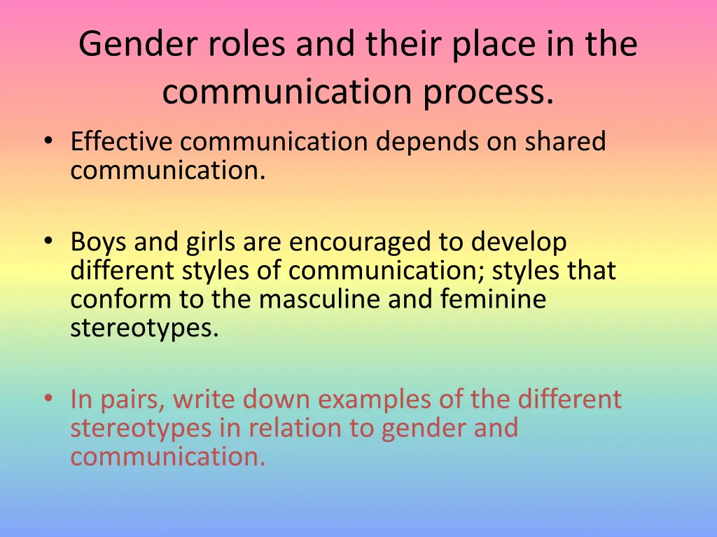 gender roles and their place in the communication