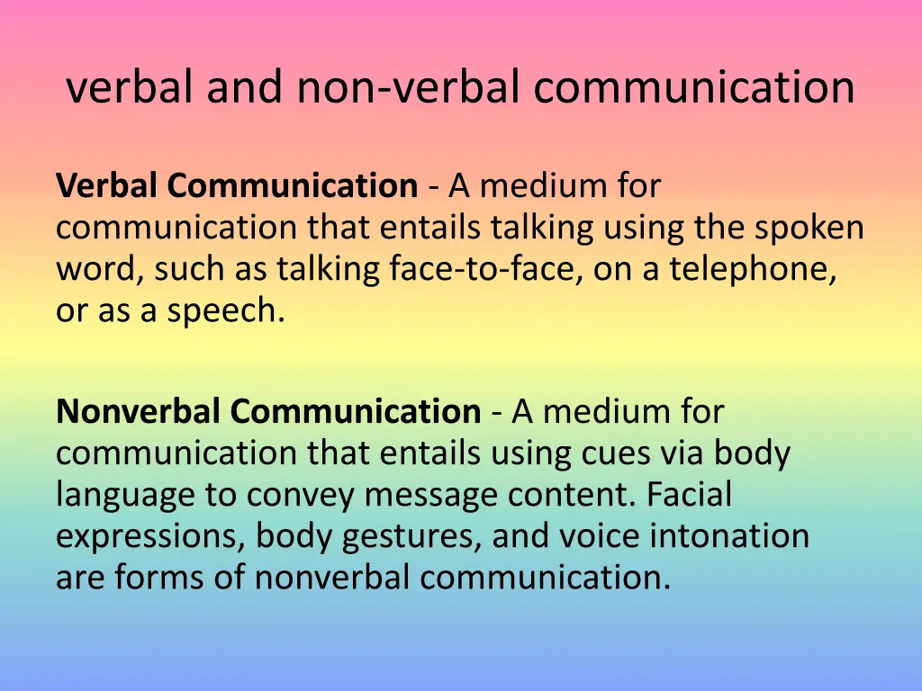 verbal and non verbal communication