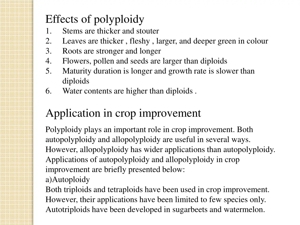 effects of polyploidy 1 stems are thicker