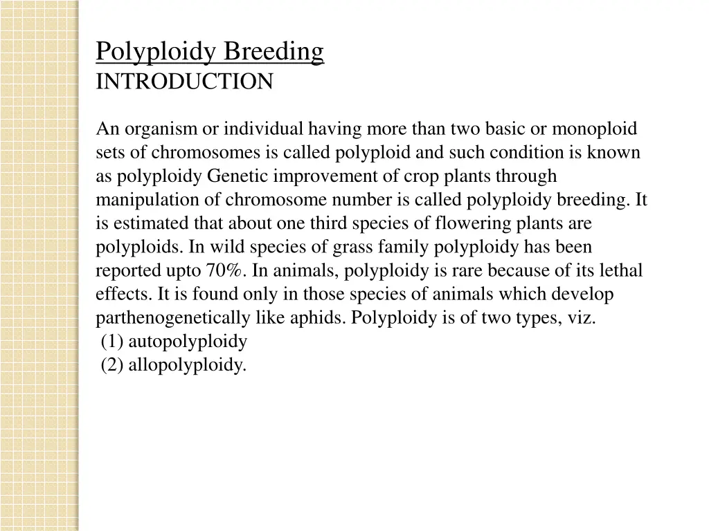 polyploidy breeding introduction