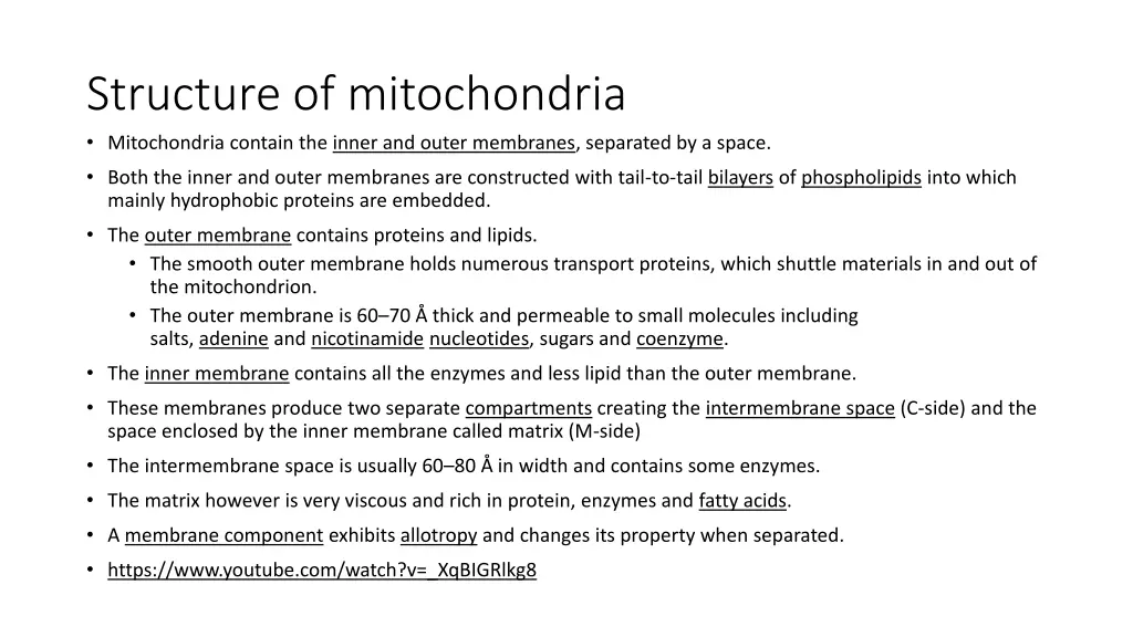 structure of mitochondria mitochondria contain