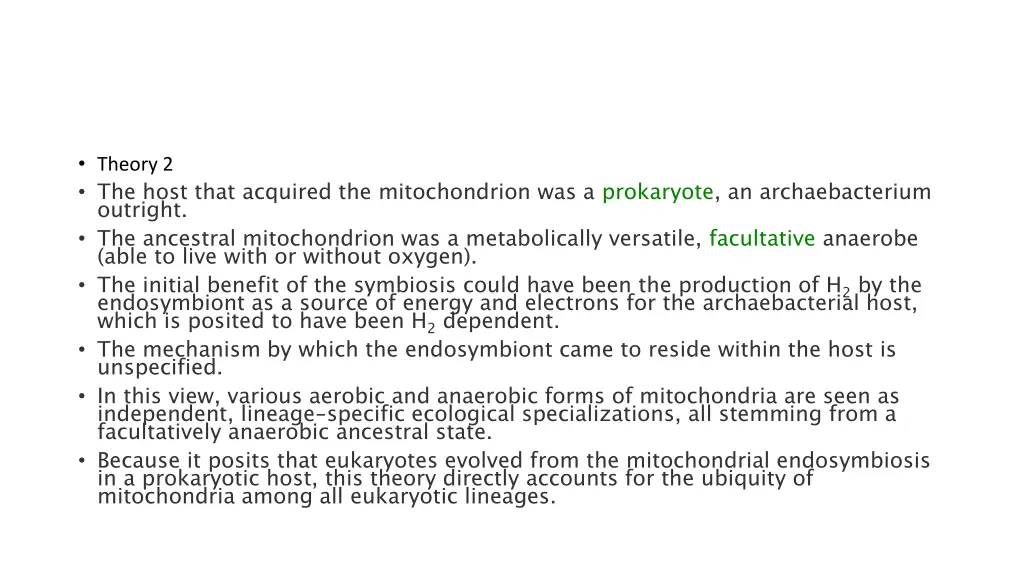 theory 2 the host that acquired the mitochondrion