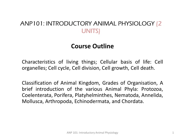 anp101 introductory animal physiology 2 units