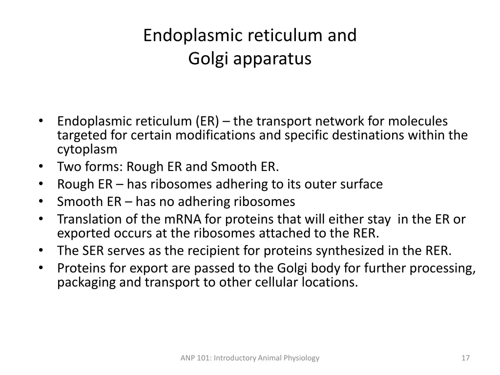 endoplasmic reticulum and golgi apparatus