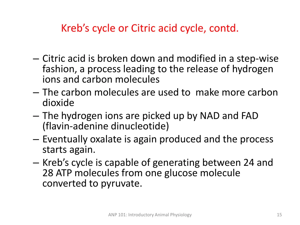 kreb s cycle or citric acid cycle contd