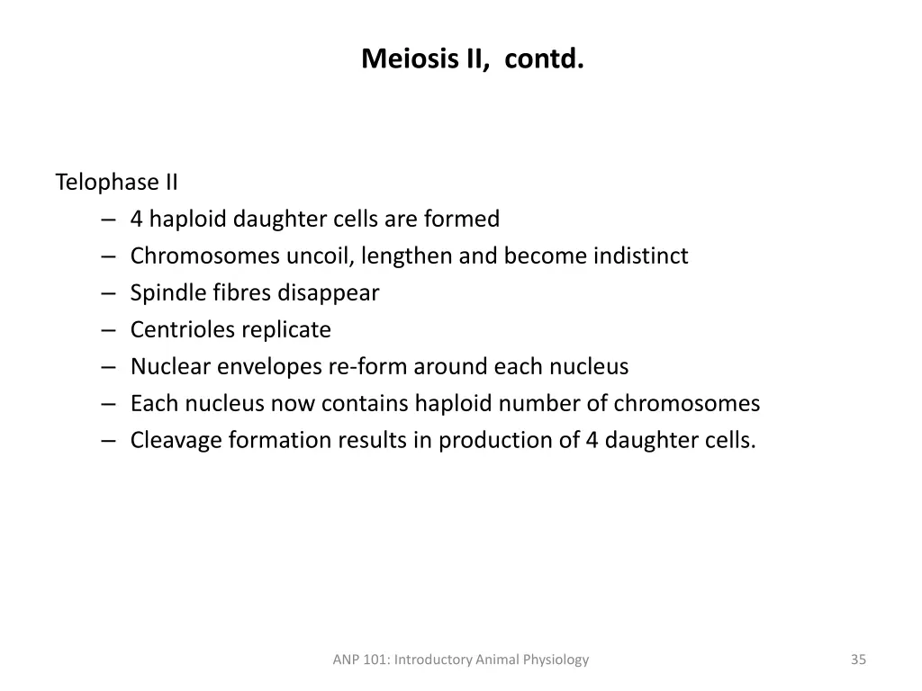 meiosis ii contd