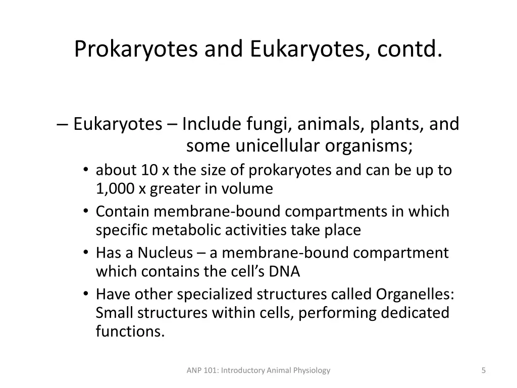 prokaryotes and eukaryotes contd