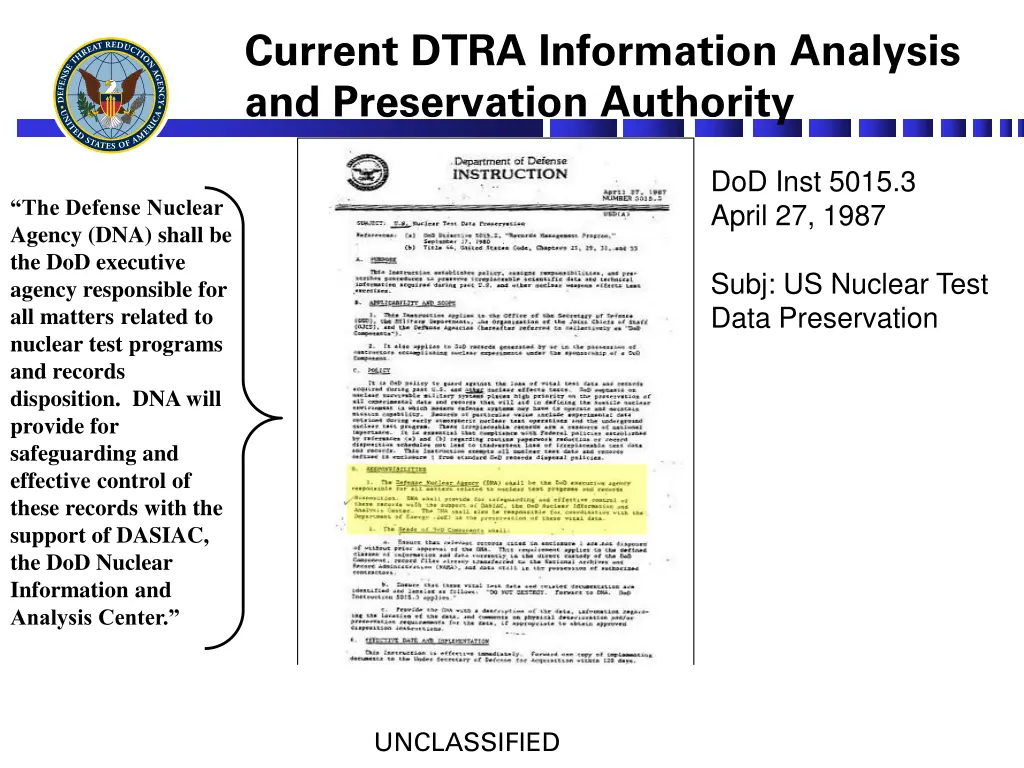 current dtra information analysis 1