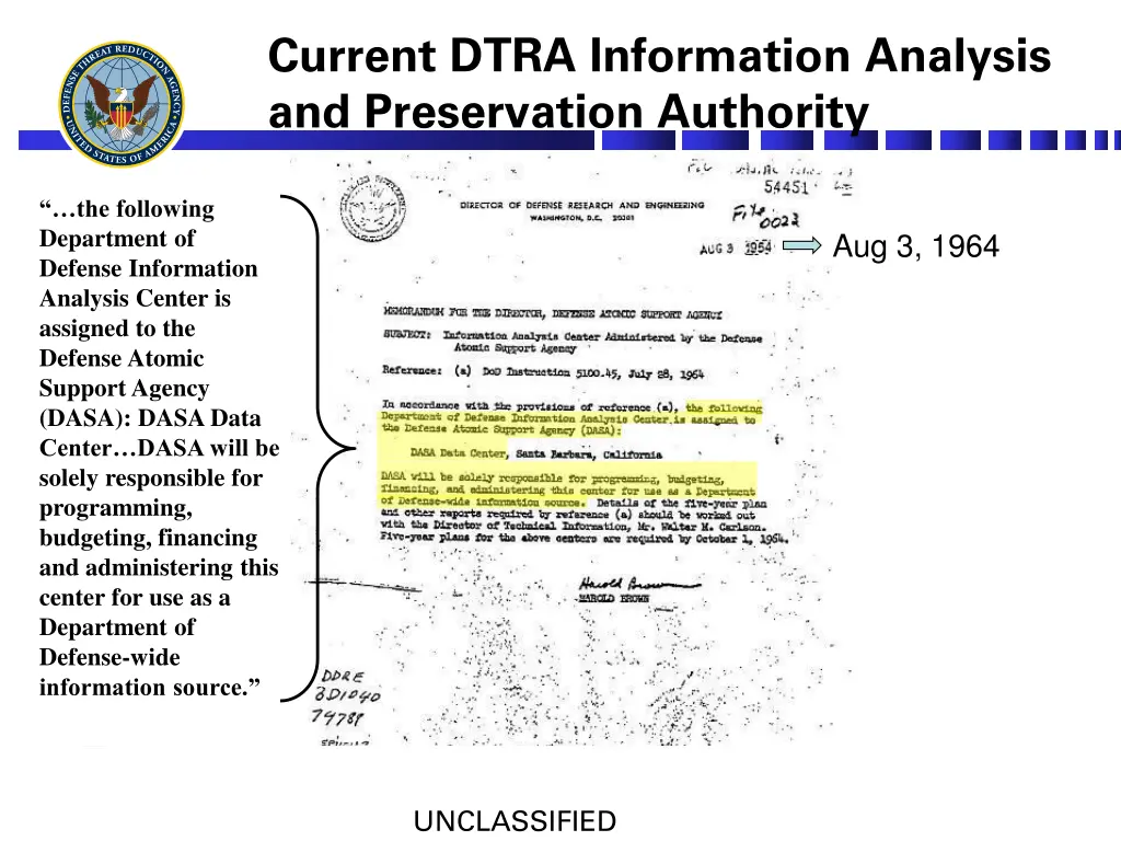 current dtra information analysis