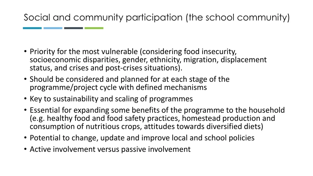 social and community participation the school