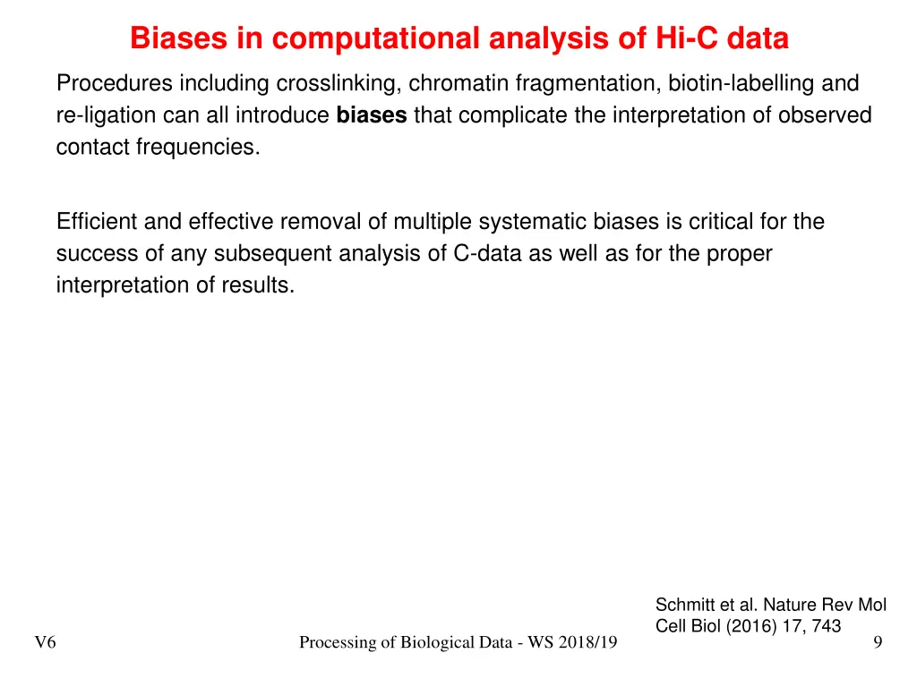 biases in computational analysis of hi c data