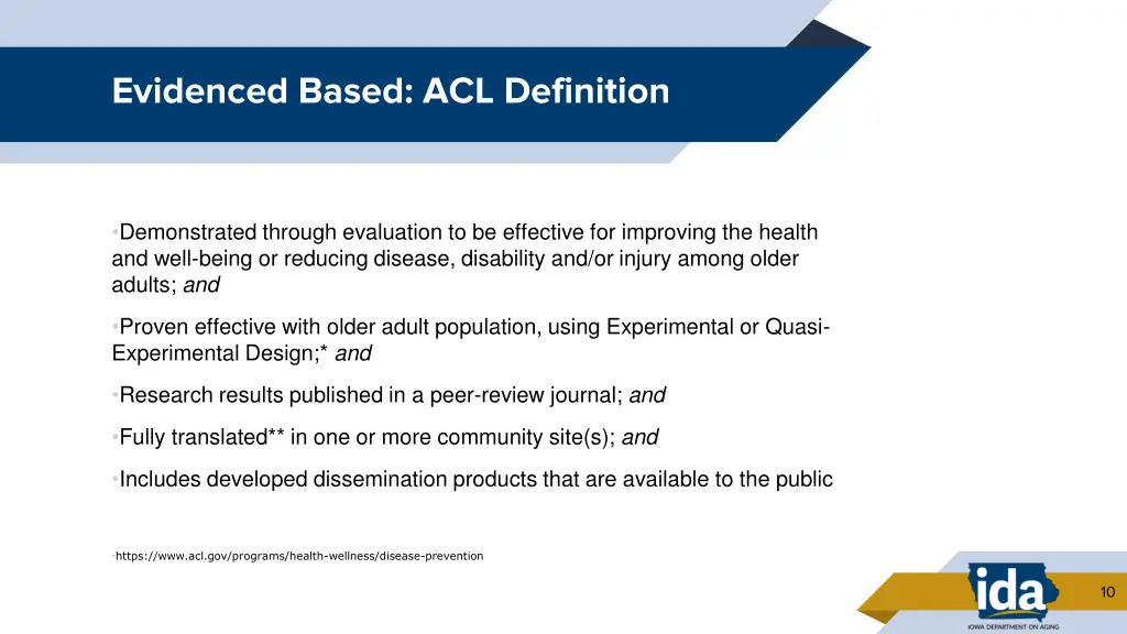 evidenced based acl definition