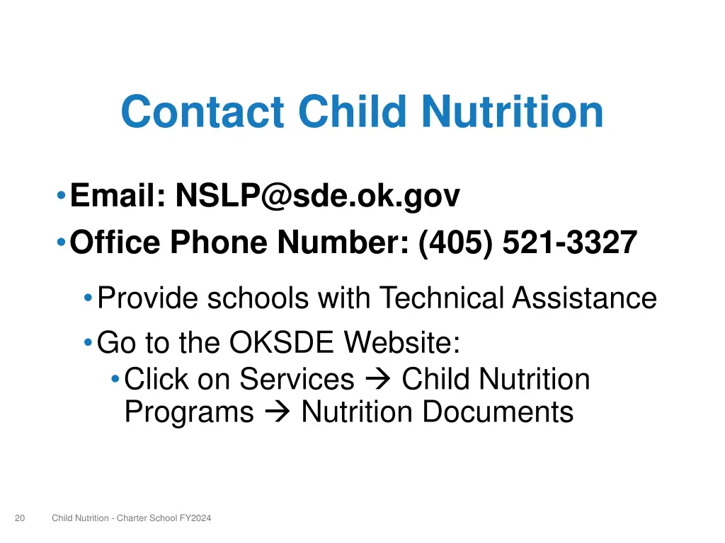 contact child nutrition