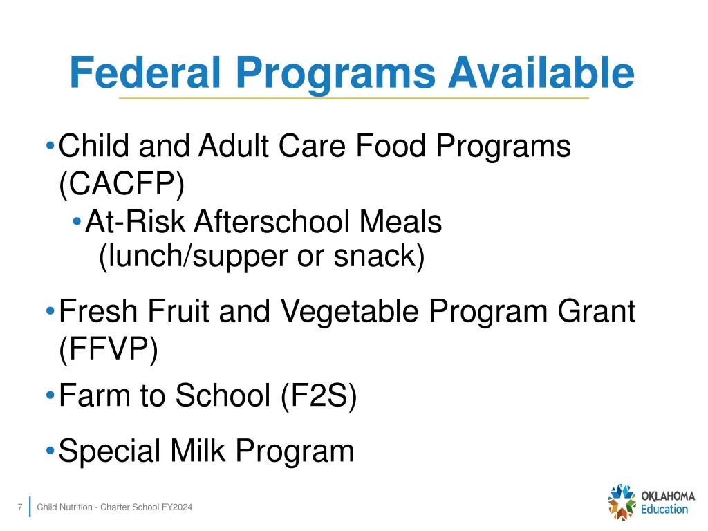 federal programs available 1