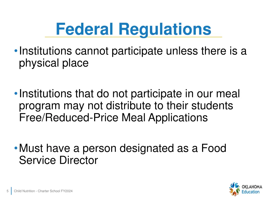 federal regulations institutions cannot