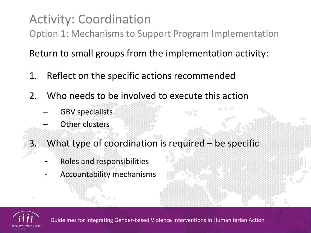 activity coordination option 1 mechanisms