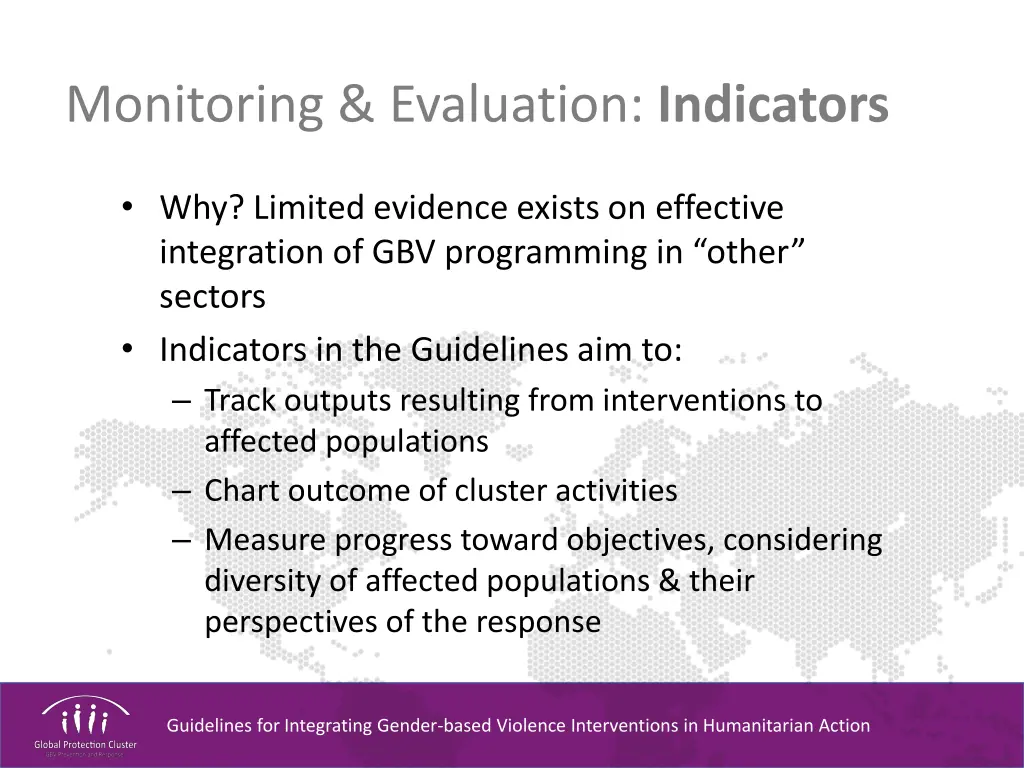 monitoring evaluation indicators