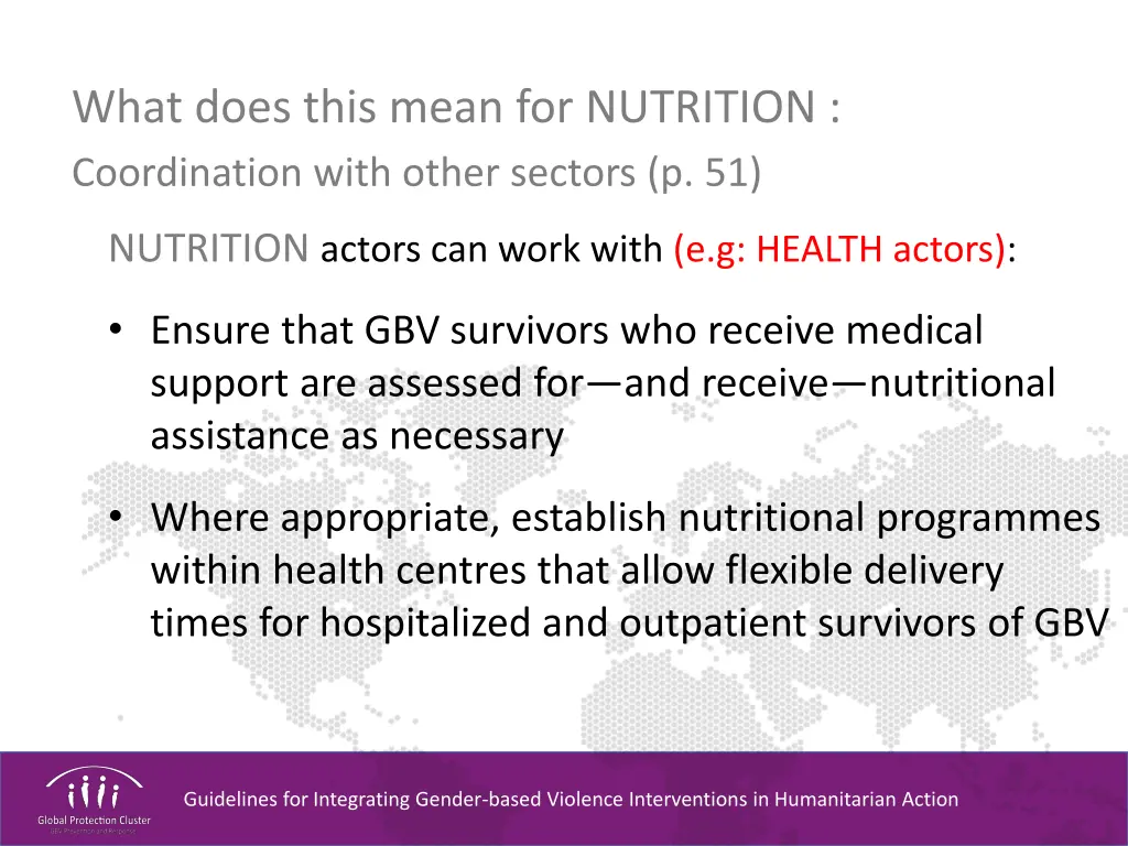 what does this mean for nutrition coordination 1