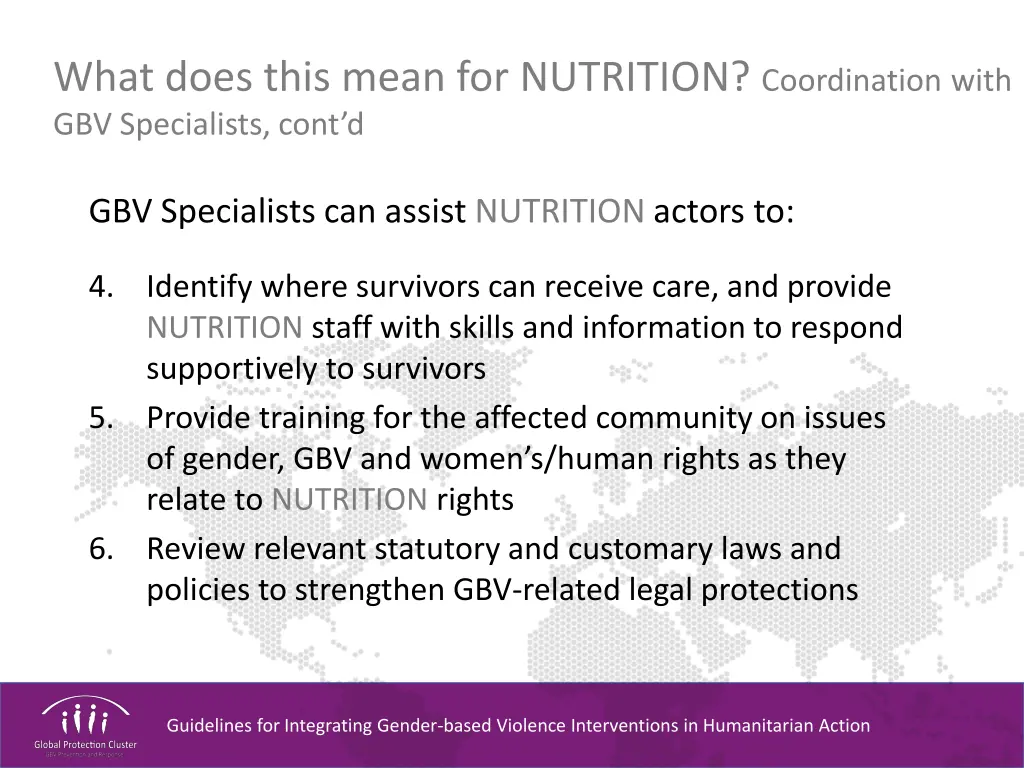 what does this mean for nutrition coordination