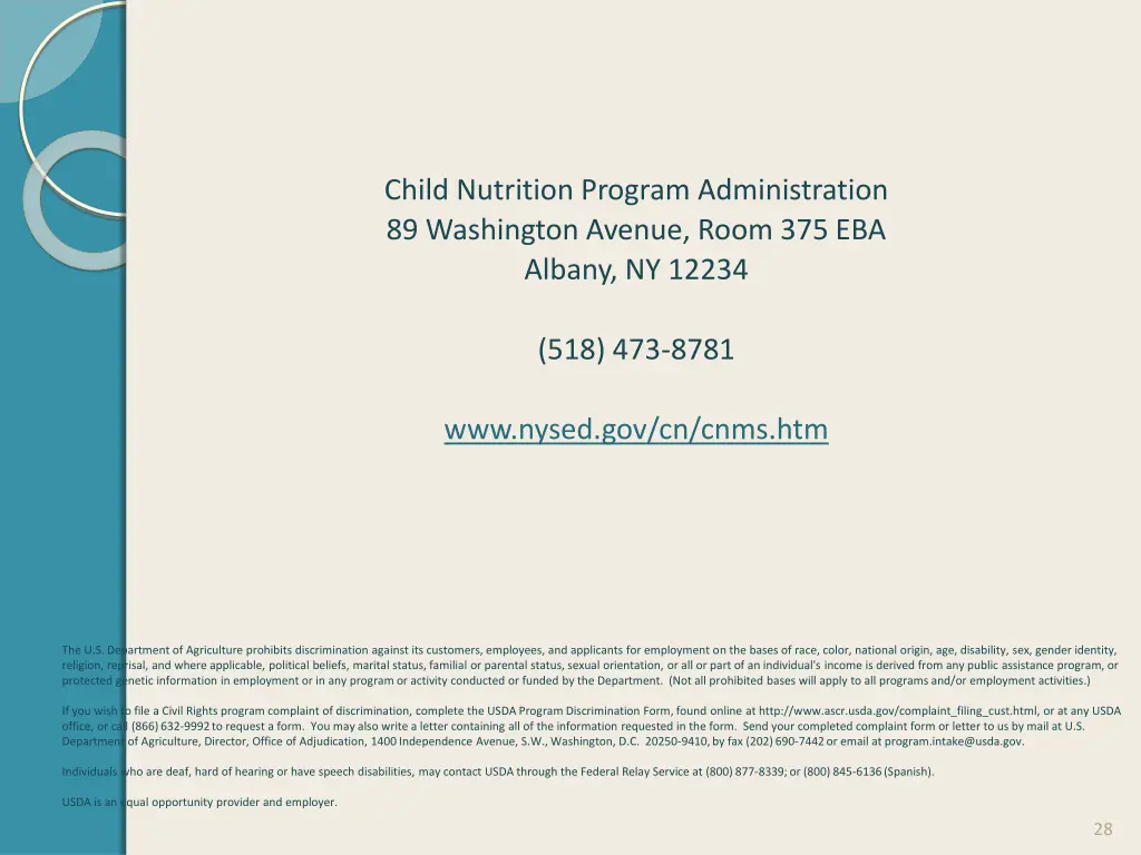 child nutrition program administration