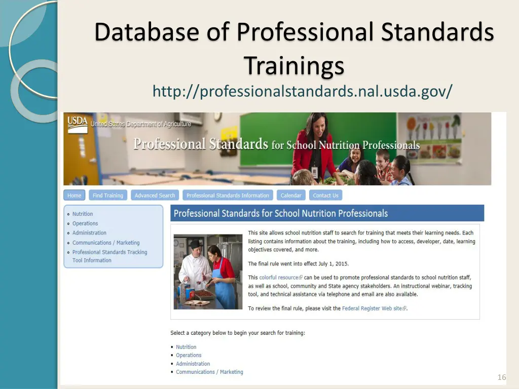 database of professional standards trainings http