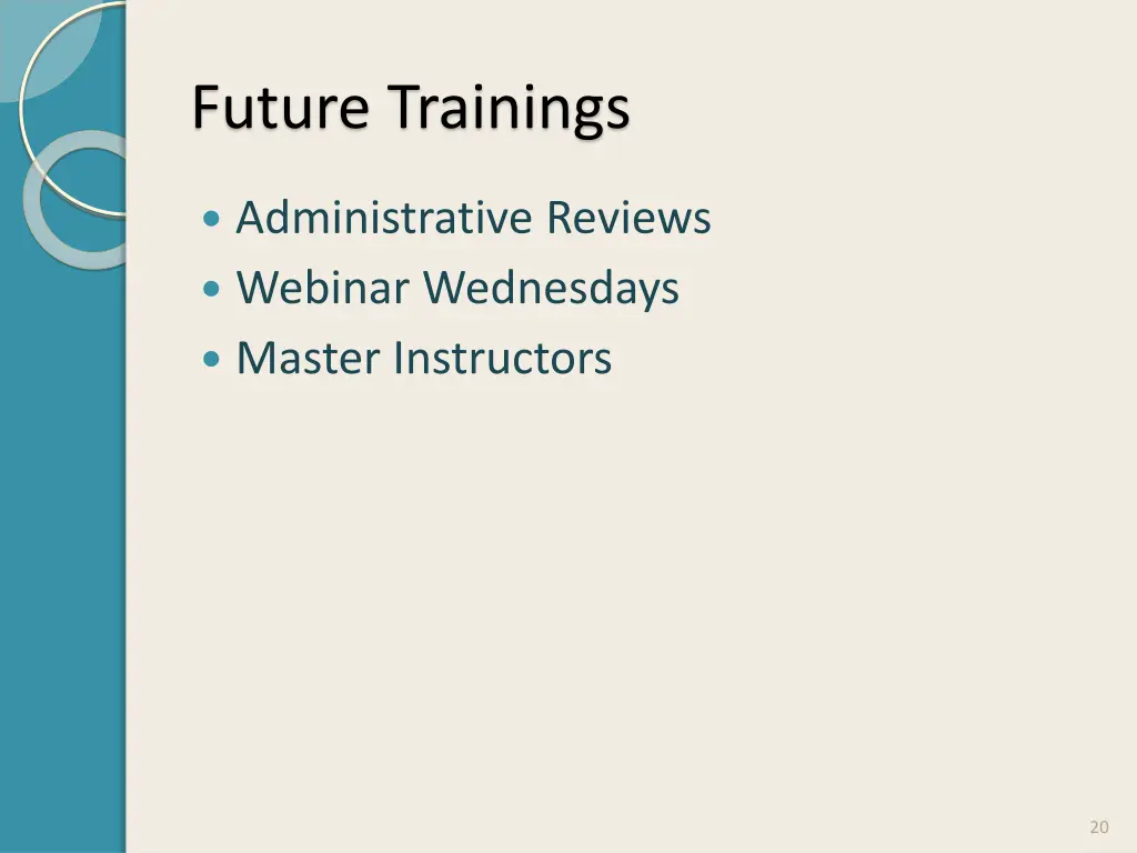 future trainings