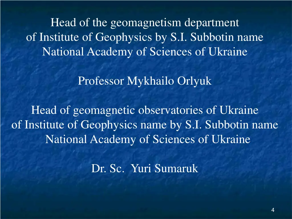 head of the geomagnetism department of institute