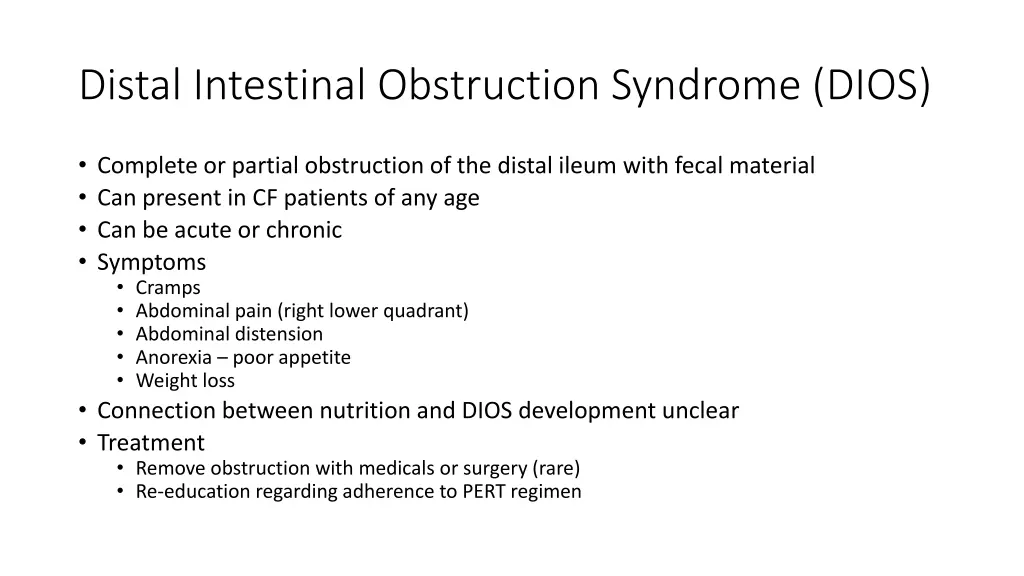 distal intestinal obstruction syndrome dios