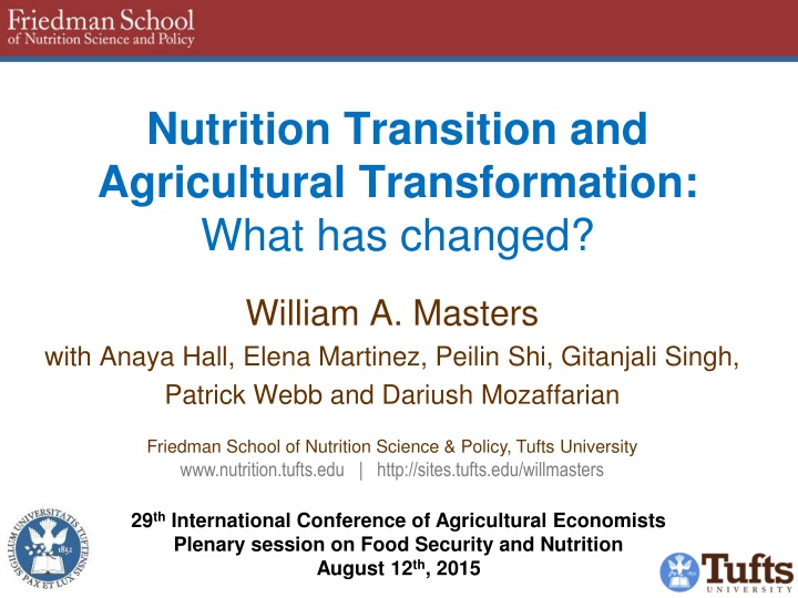 nutrition transition and agricultural