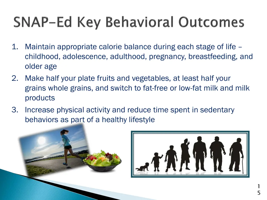 1 maintain appropriate calorie balance during