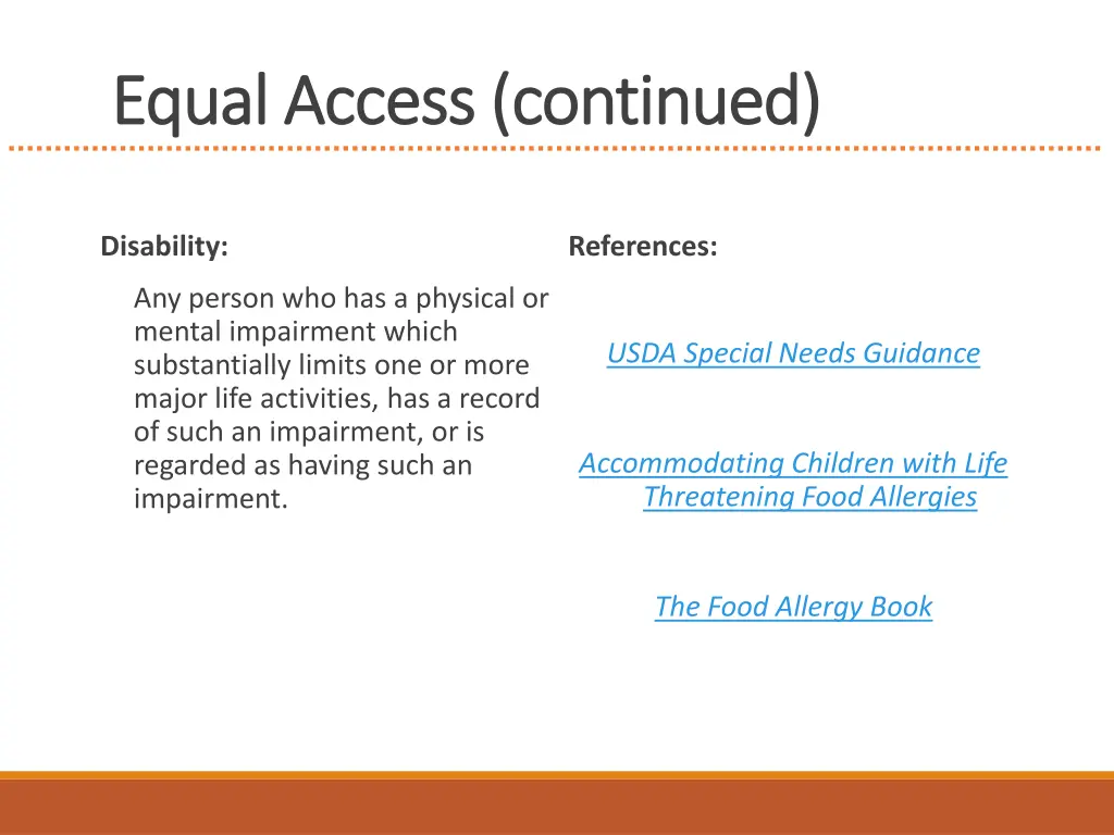 equal access continued equal access continued