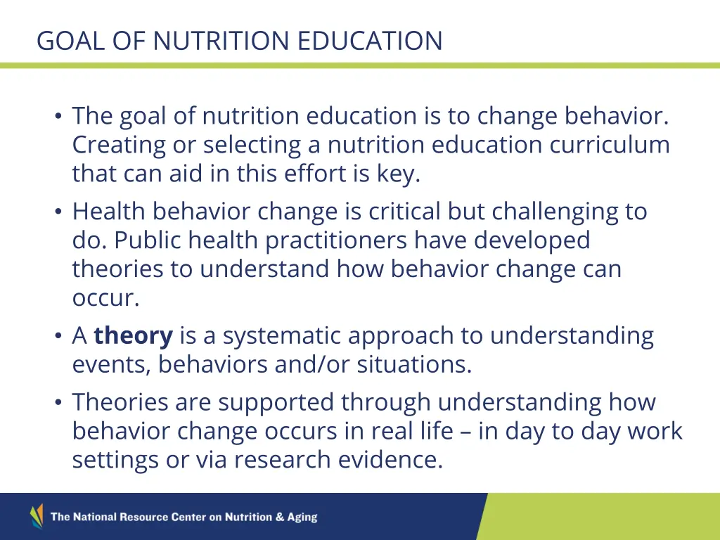 goal of nutrition education