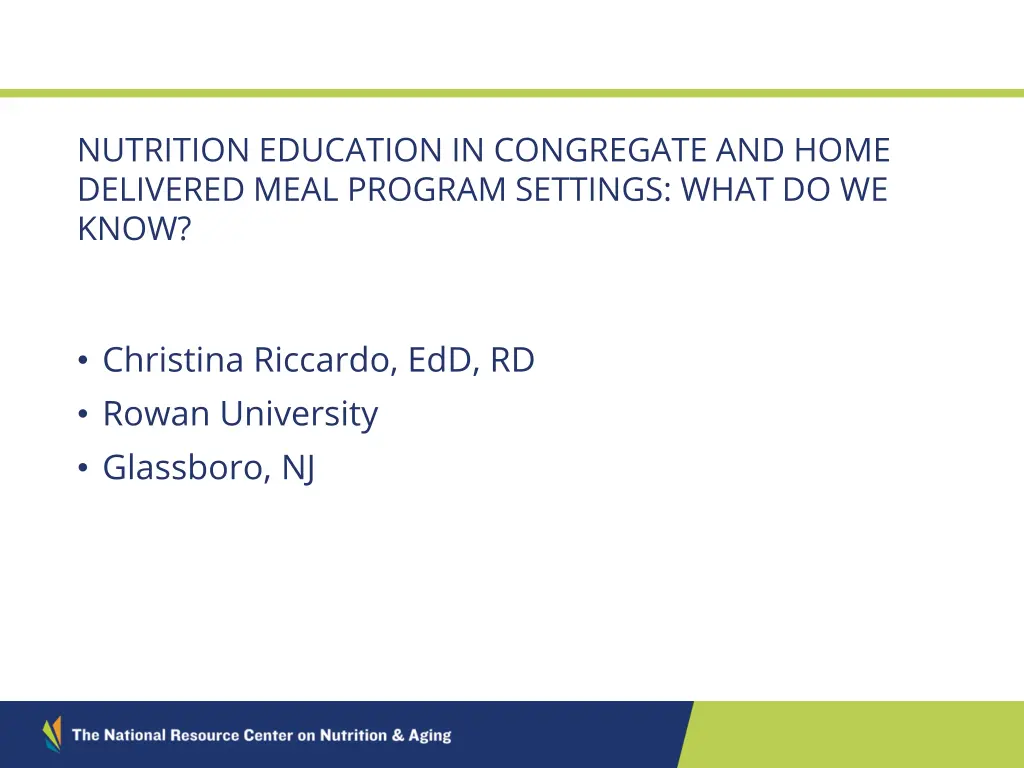 nutrition education in congregate and home 1