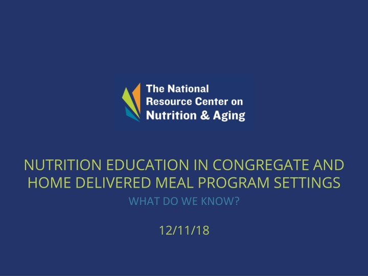 nutrition education in congregate and home