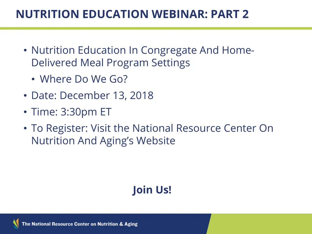 nutrition education webinar part 2