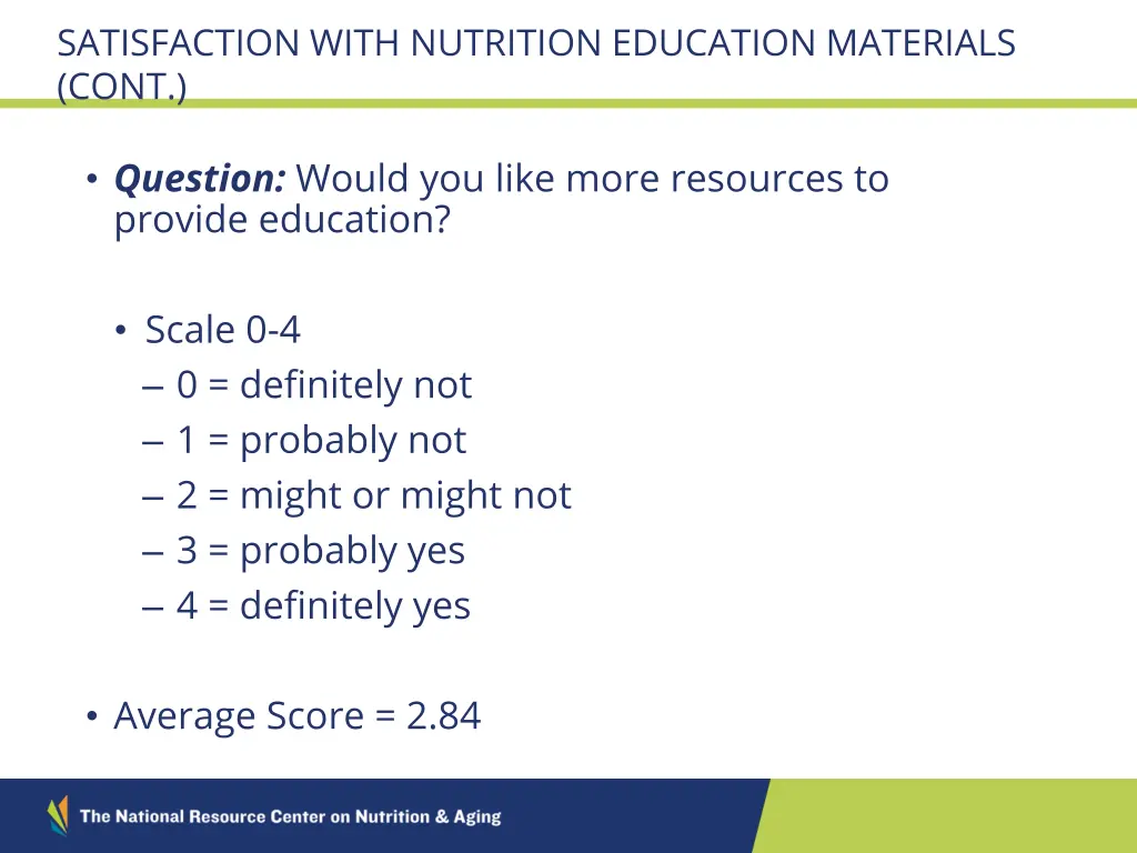 satisfaction with nutrition education materials 1