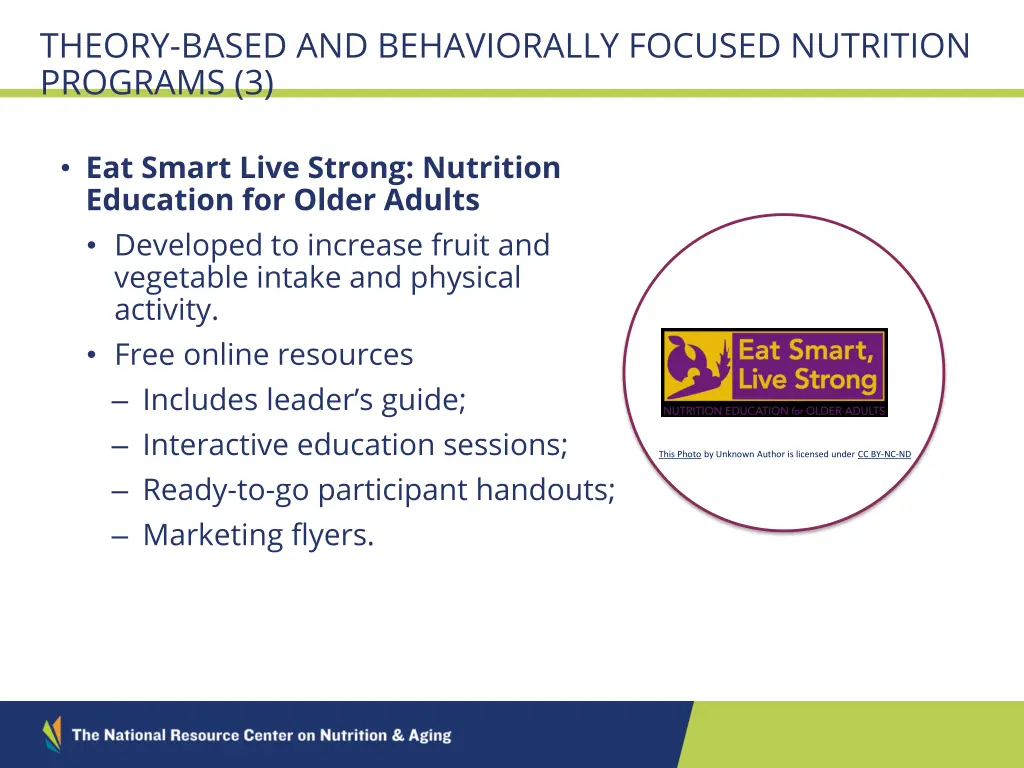 theory based and behaviorally focused nutrition 2