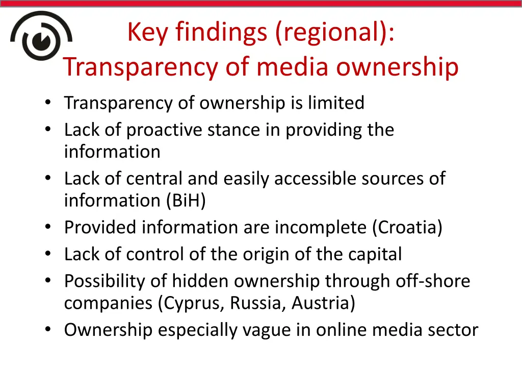 key findings regional transparency of media