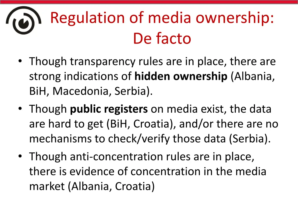 regulation of media ownership de facto though