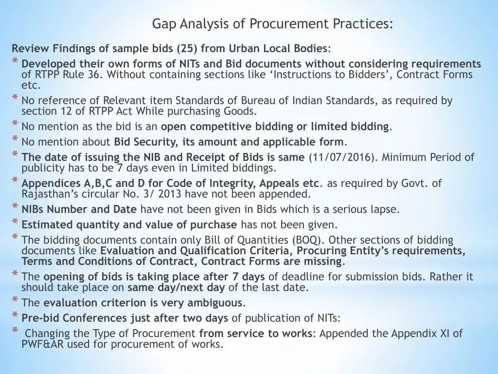 gap analysis of procurement practices 1