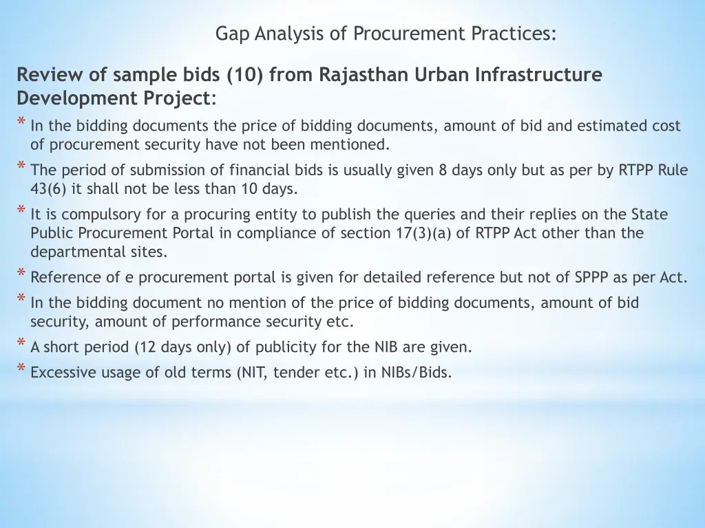 gap analysis of procurement practices 2