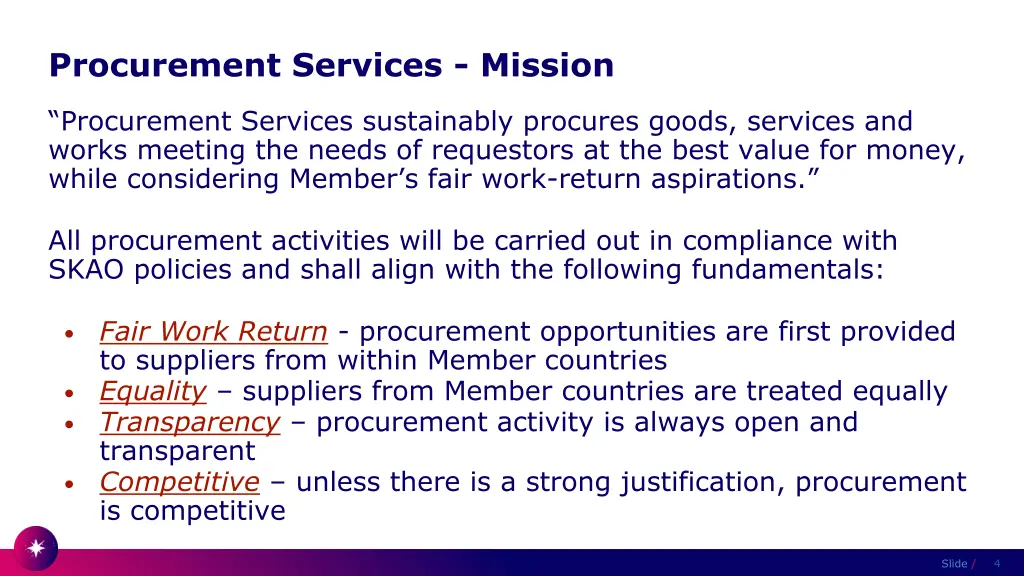 procurement services mission