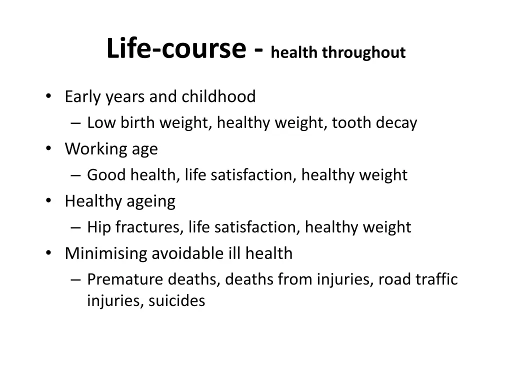 life course health throughout