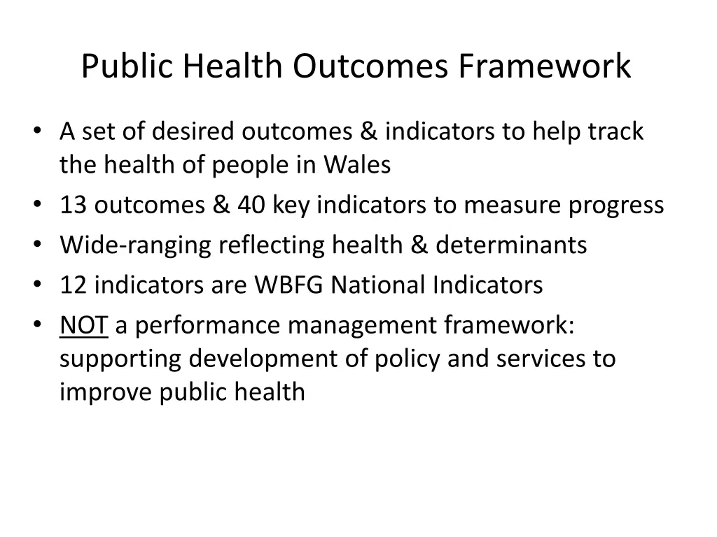 public health outcomes framework