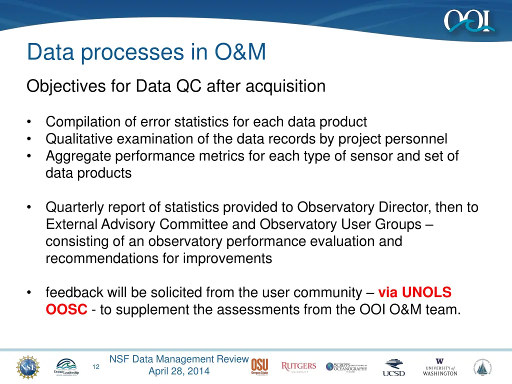 data processes in o m