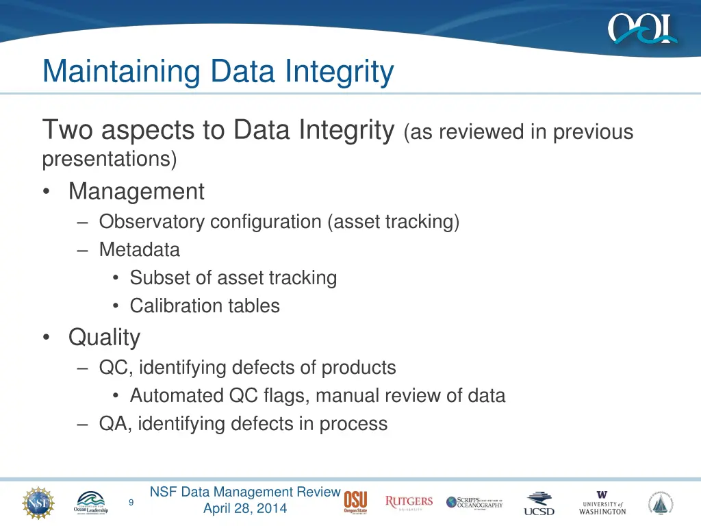 maintaining data integrity