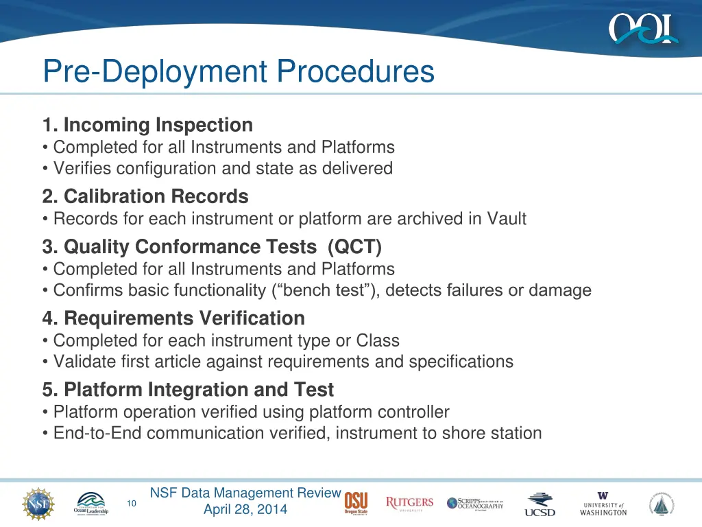 pre deployment procedures